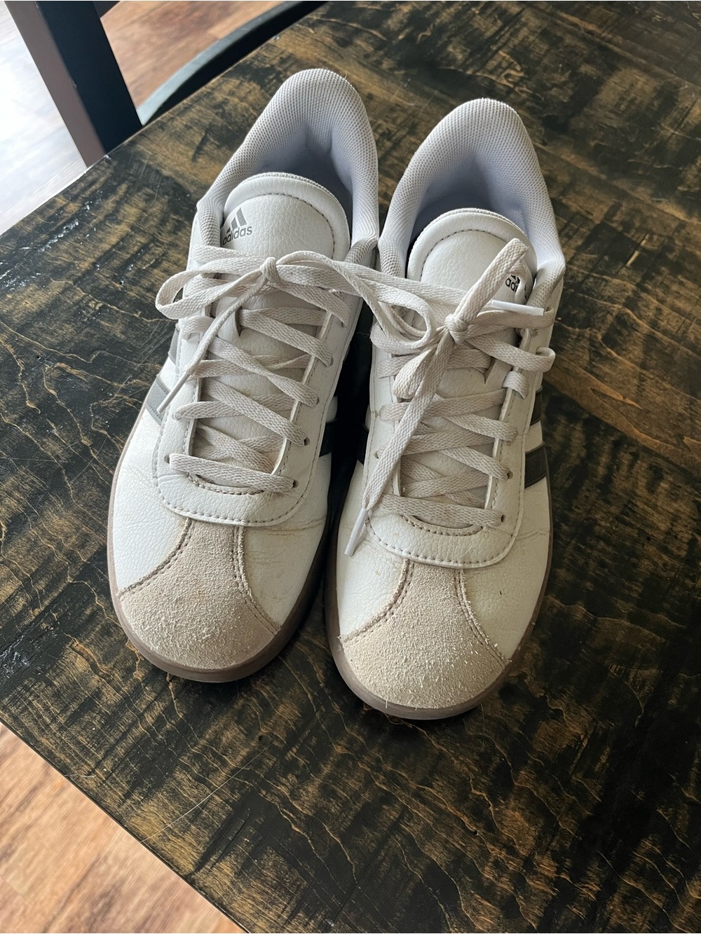 adidas Women’s Off-White Sneakers with Tan Accents
